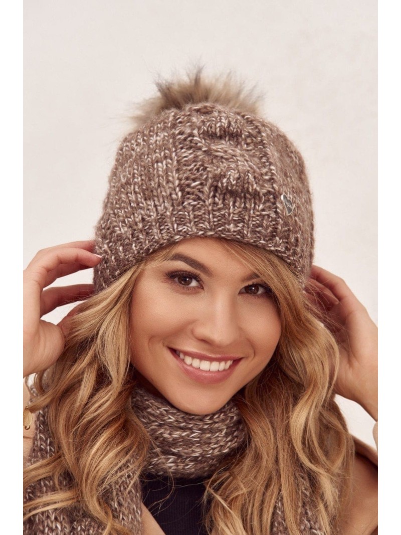 Winter set, hat and scarf, brown C40 - Online store - Boutique